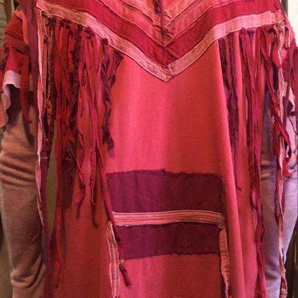 Desert ninja chevron post Apocalyptic t shirt fringe upcycled festival cardigan - Picture 11 of 14